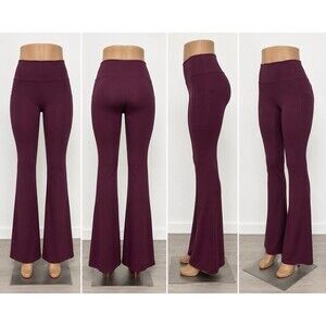 90 Degree by Reflex Womens Wide M Leggings  Athletic Yoga Pant Burgundy